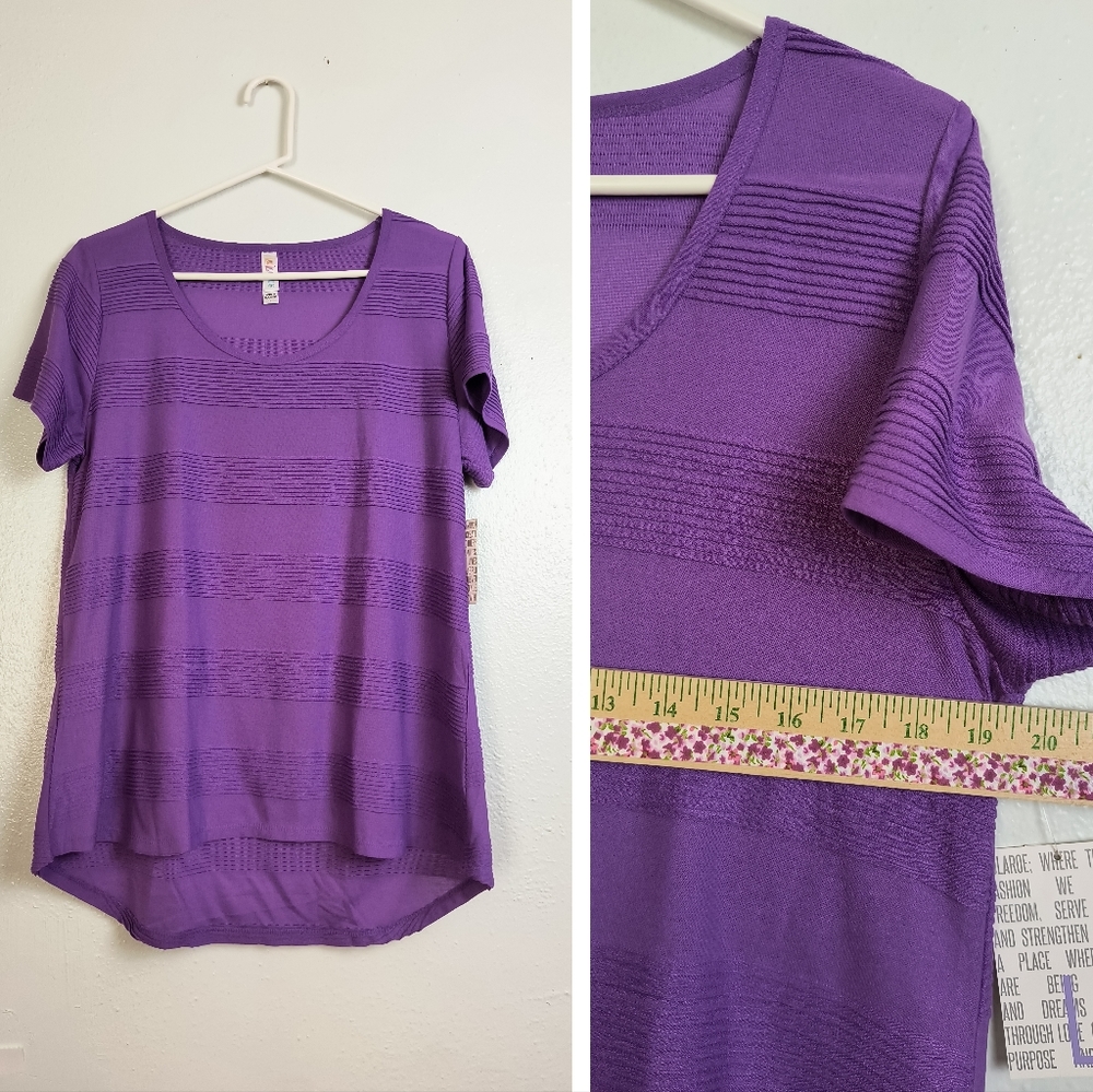 Lularoe Classic T Tunic Top Women's Size L Striped Purple